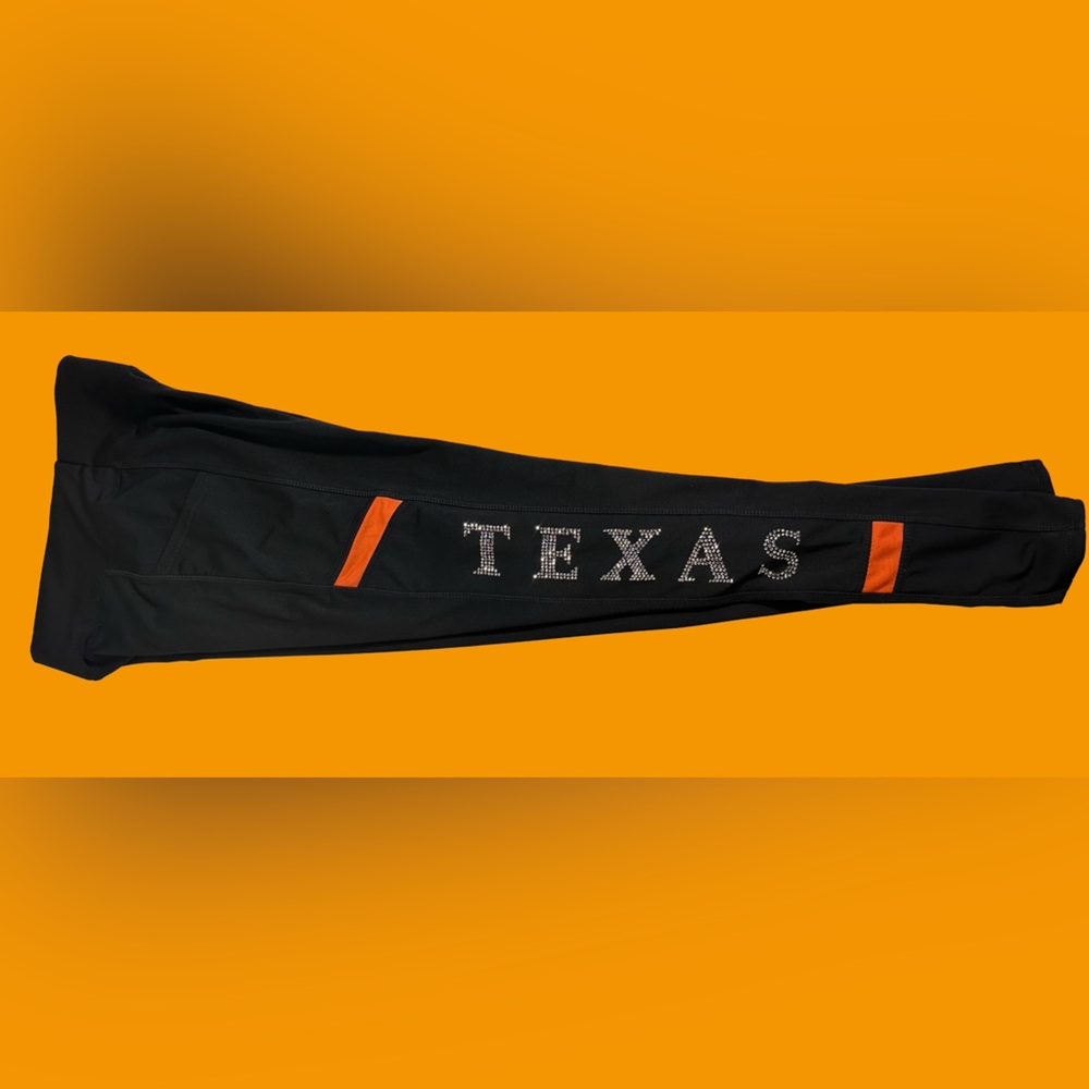 University of Texas Rhinestone Leggings in Black & Burnt Orange - Picture 2 of 4